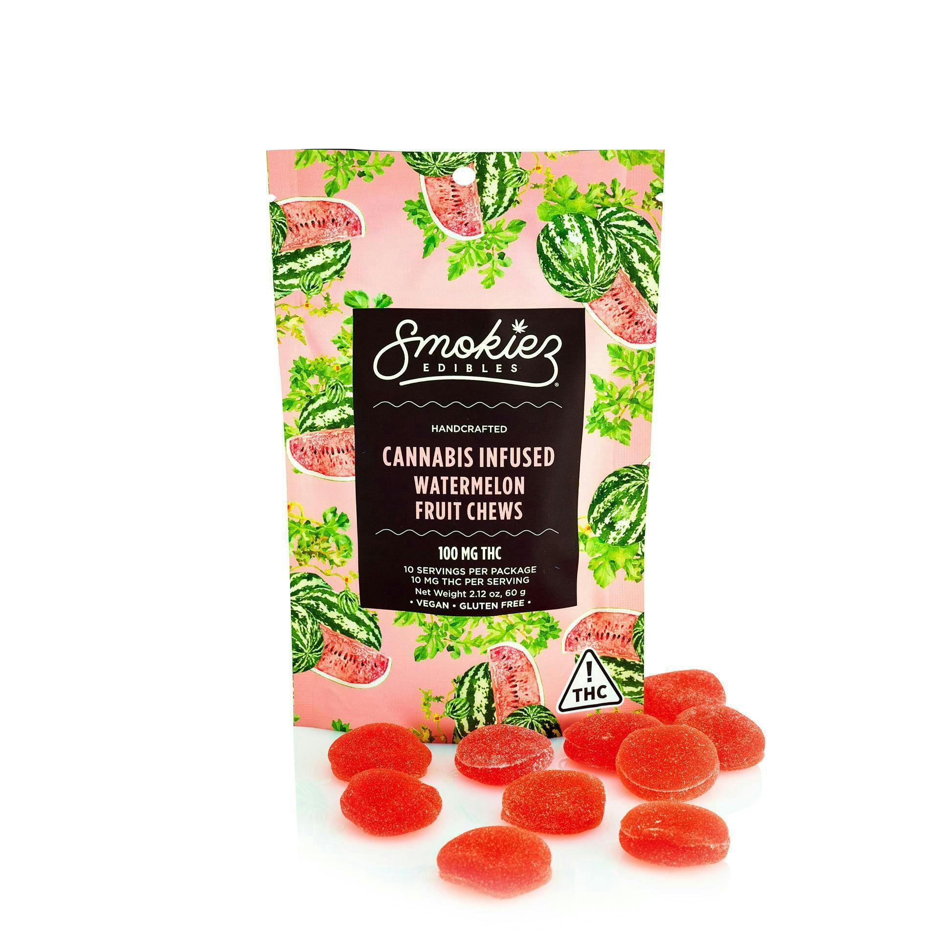 Smokiez Edibles - Watermelon Fruit Chews | 100mg | 10ct | 10mg/ea - 1