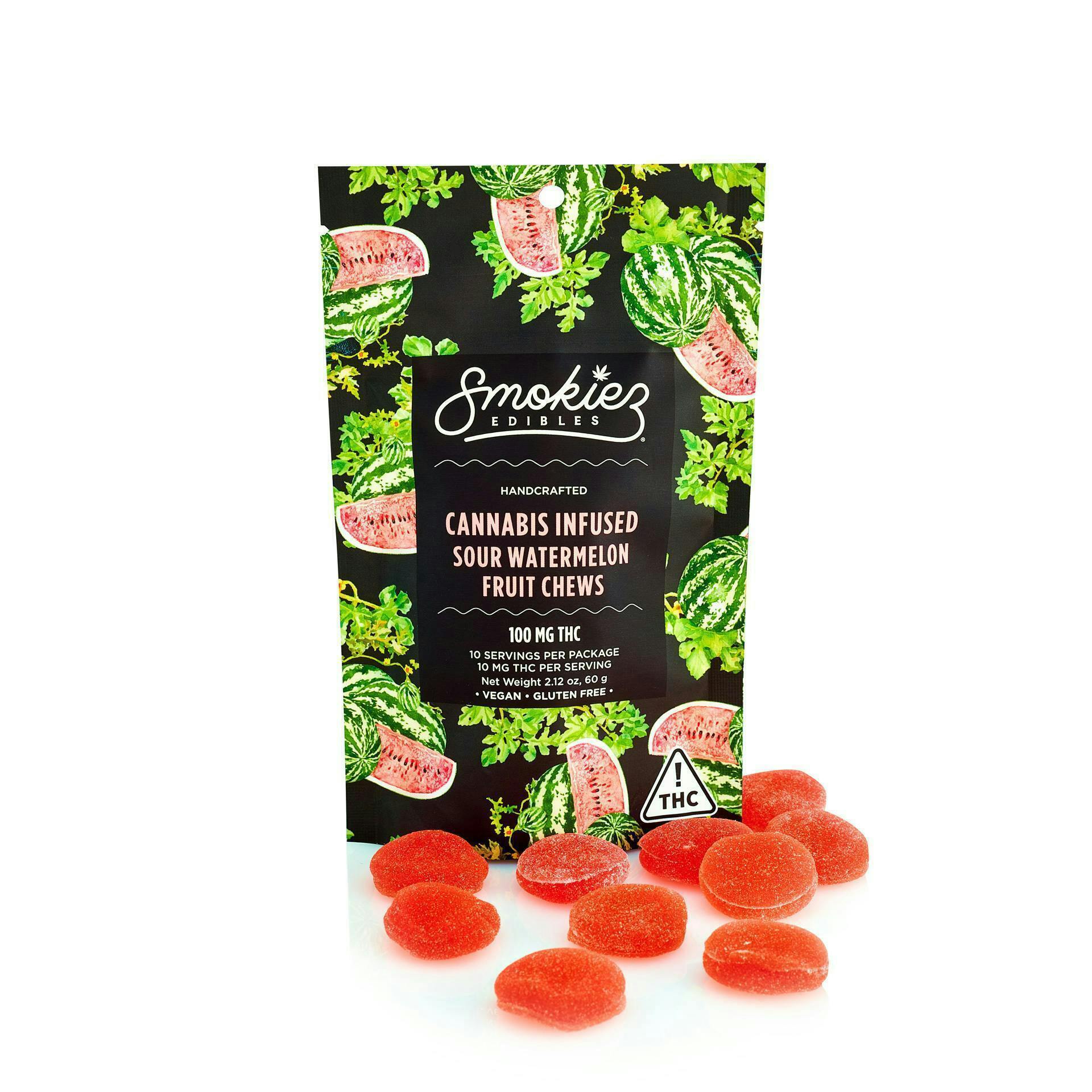 Smokiez Edibles - Sour Watermelon Fruit Chews | 100mg | 10ct | 10mg/ea - 1