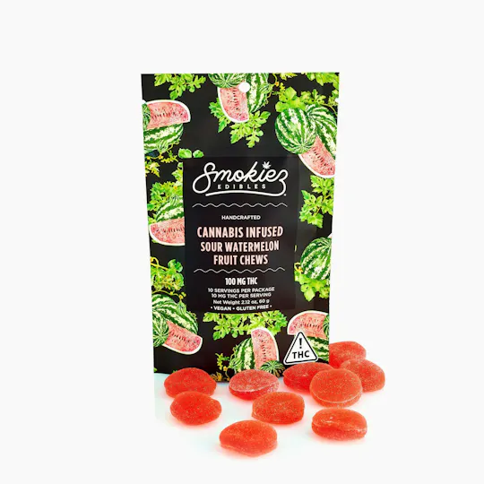 Smokiez Edibles - Sour Watermelon Fruit Chews | 100mg | 10ct | 10mg/ea - 1