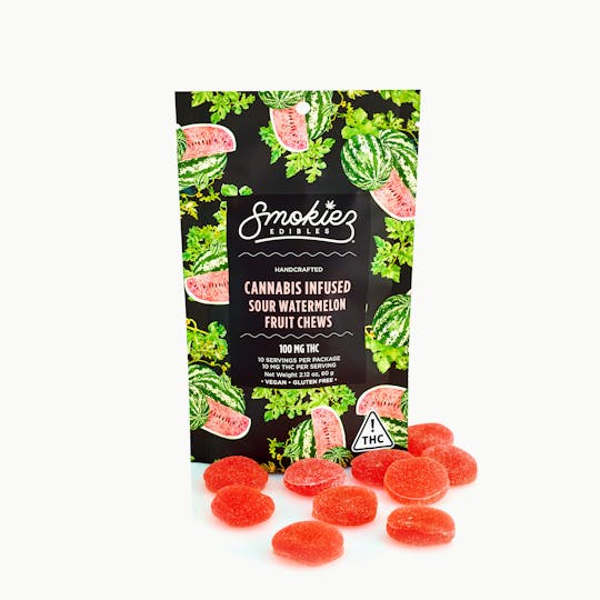 Smokiez Edibles - Sour Watermelon HYBRID Fruit Chews, 100 mg THC - NV - 1