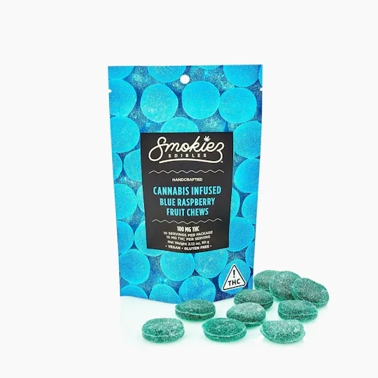 Smokiez Edibles - Blue Raspberry Fruit Chews | 100mg | 10ct | 10mg/ea - 1
