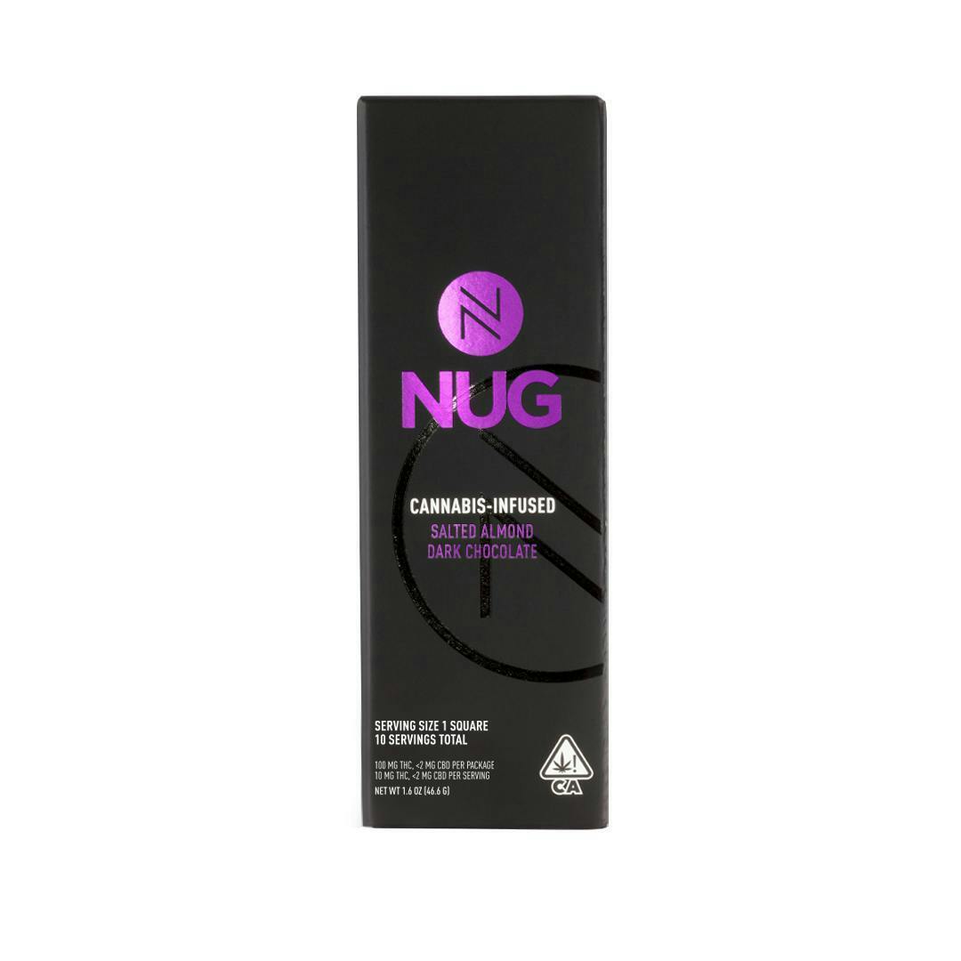 NUG - NUG Chocolate Bar | Salted Almond Dark Chocolate | 100mg | Single - 1