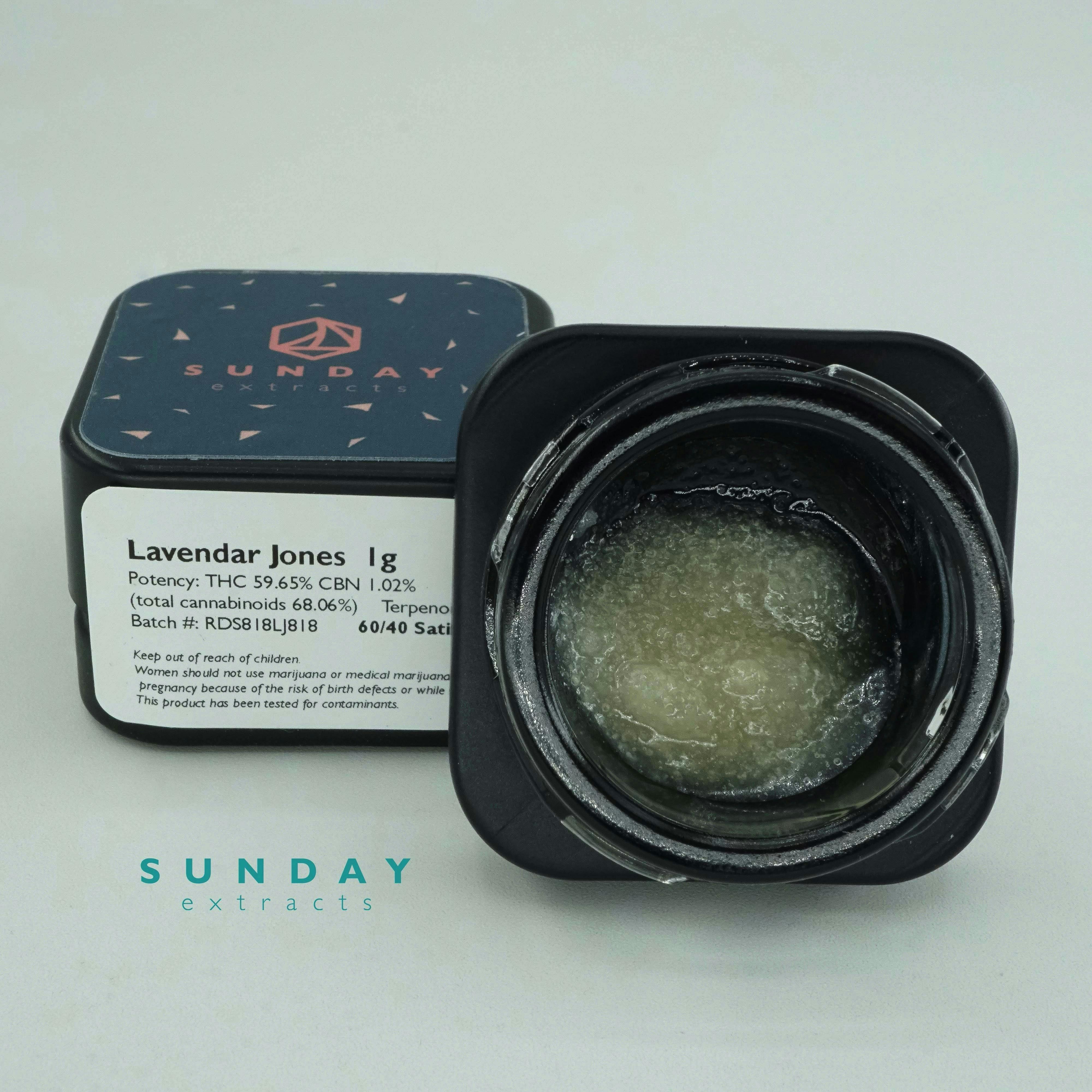 Sunday Extracts - 1g Concentrate Cured Resin - Lavender Jones - 1