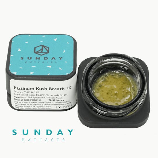Sunday Extracts - 1g Concentrate Platinum Kush Breath - 1