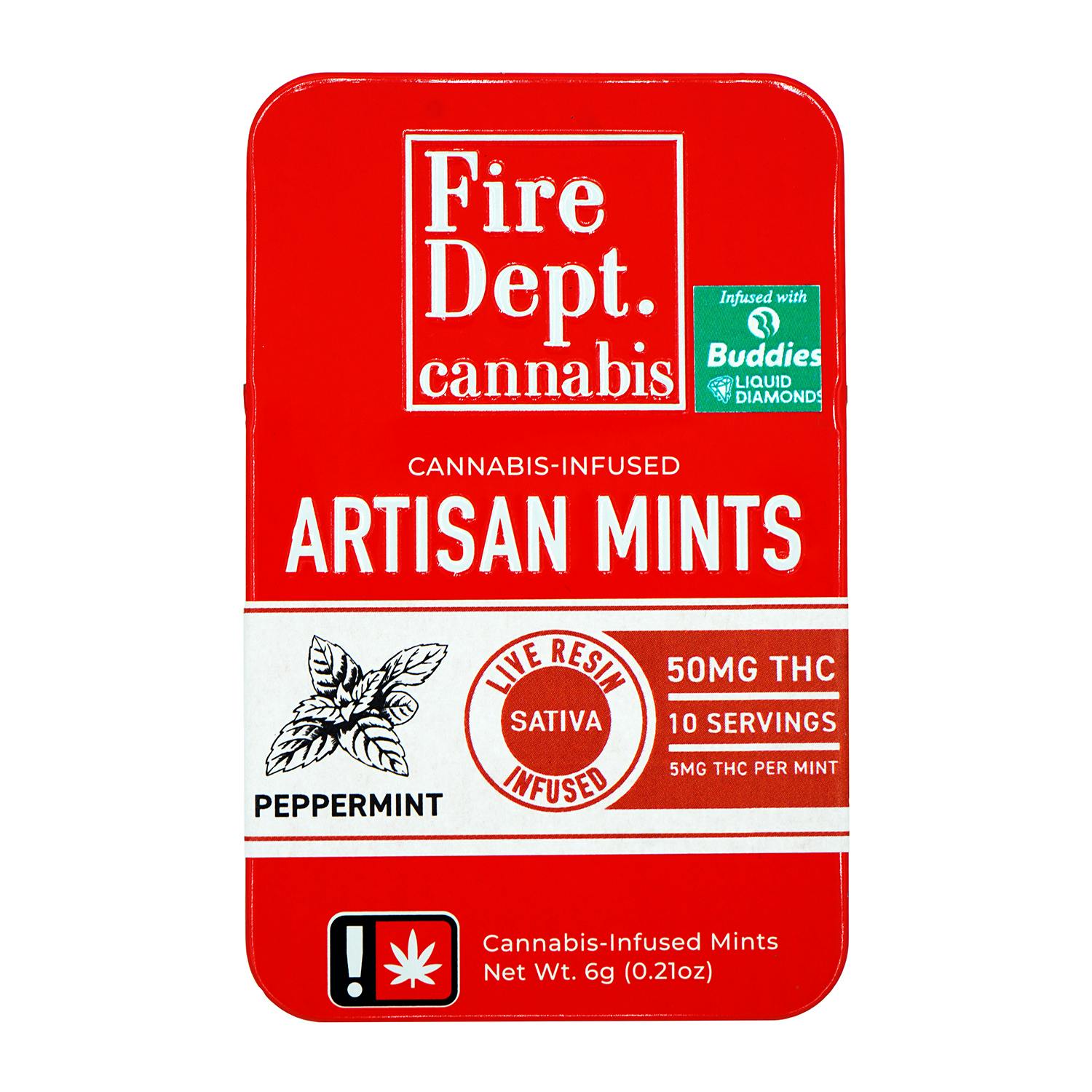 Fire Dept. Cannabis - 50mg Artisan Mints - Peppermint Sativa - 1