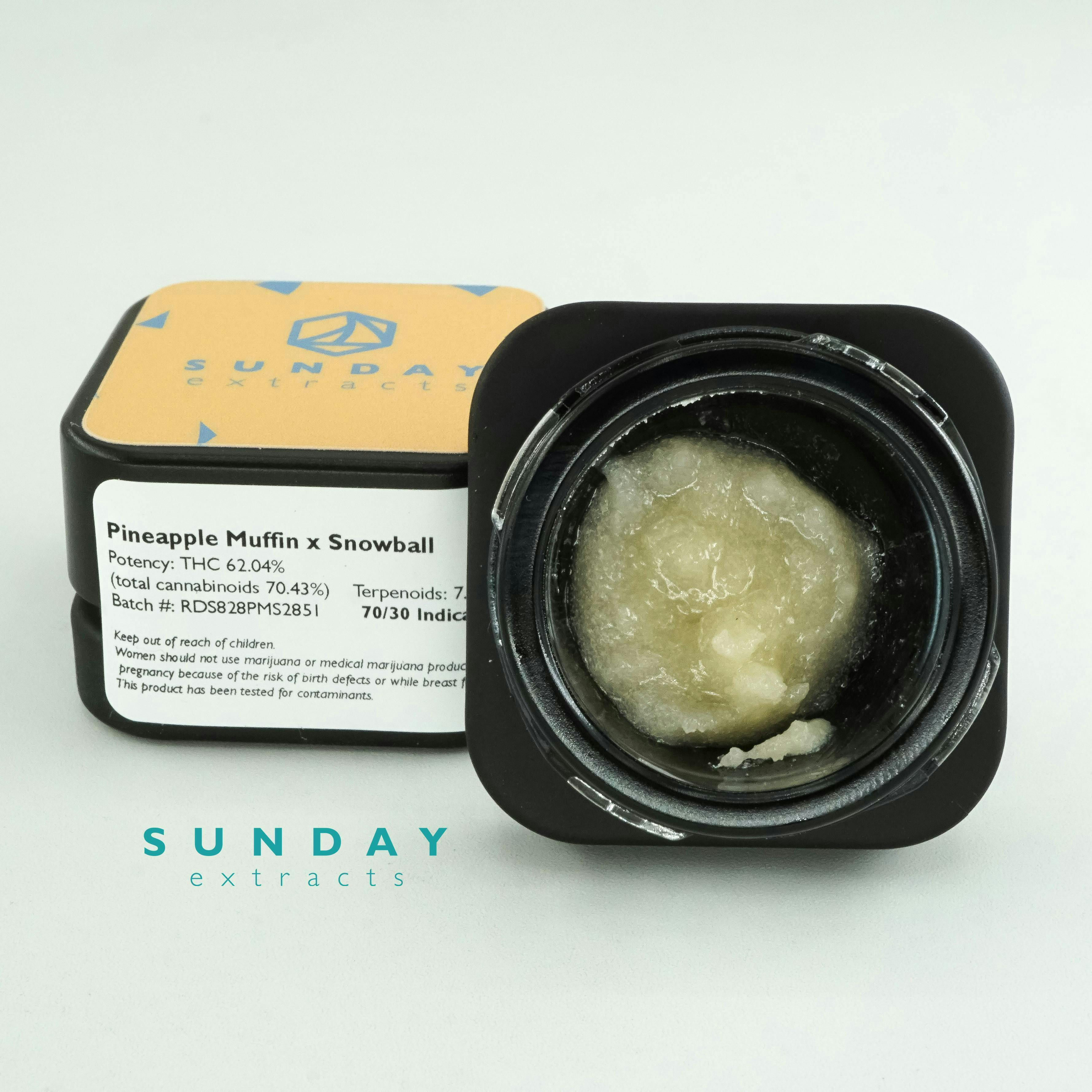Sunday Extracts - 1g Concentrate Cured Resin - Pineapple Muffin x Snowball - 1