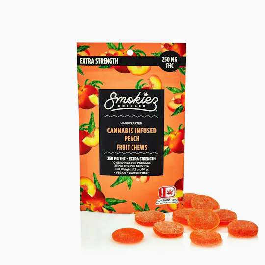 Smokiez Edibles - Peach Fruit Chews | 250mg | 10ct | 25mg/ea - 1