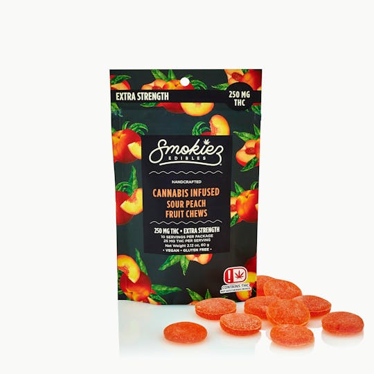 Smokiez Edibles - Sour Peach Fruit Chews - 250mg THC - OK - 1