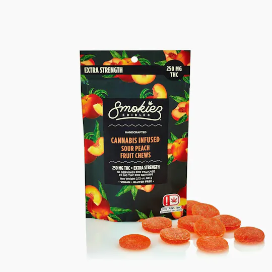 Smokiez Edibles - Sour Peach Fruit Chews | 250mg | 10ct | 25mg/ea - 1