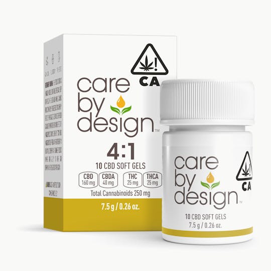 Care By Design - Care By Design | 4:1 Full Spectrum CBD Soft Gels 25mg THC 10ct - 1