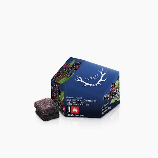 WYLD - Elderberry 1:1 CBN + Indica Enhanced Gummies 50mg:50mg - 1