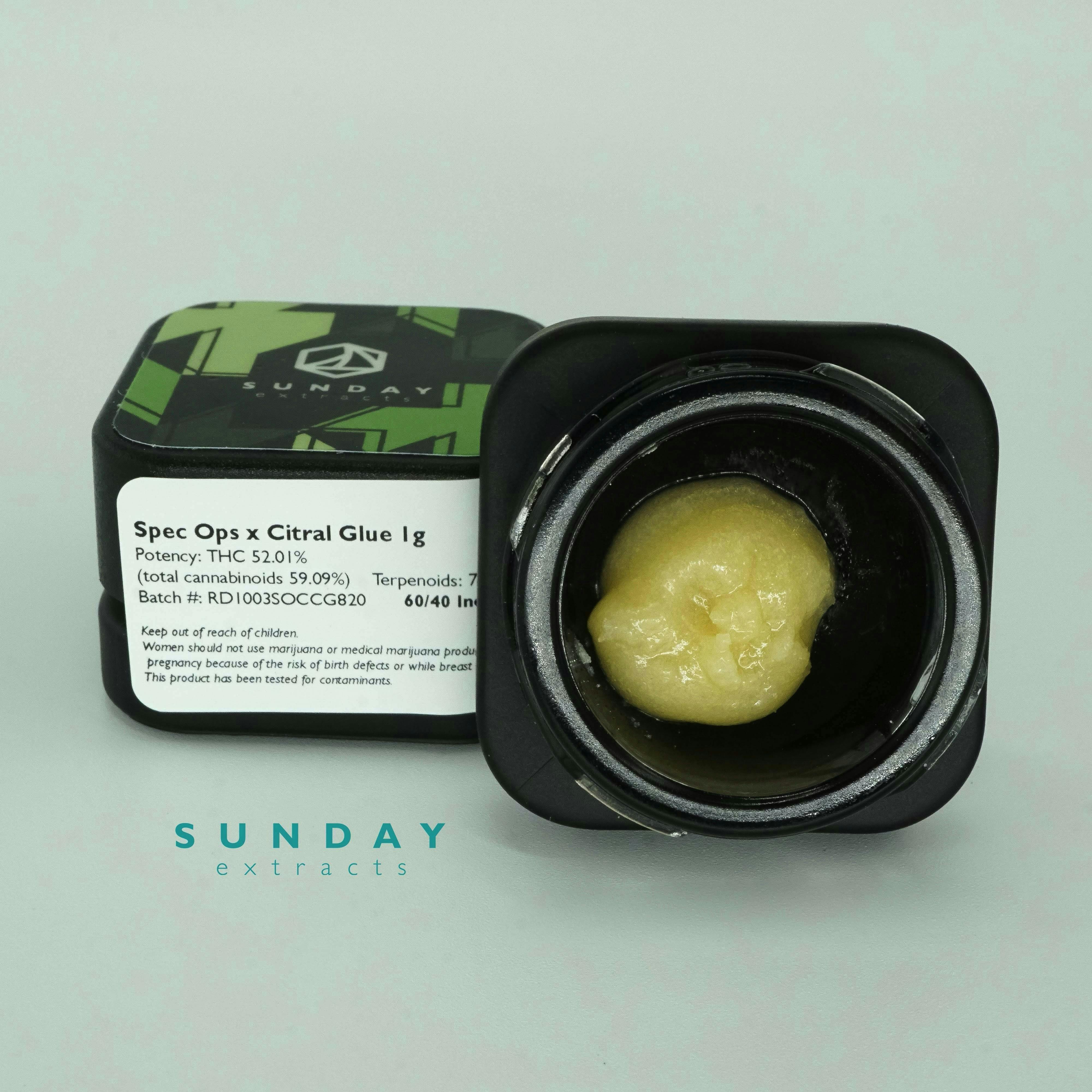 Sunday Extracts - 1g Concentrate Cured Resin - Spec Ops x Citral - 1