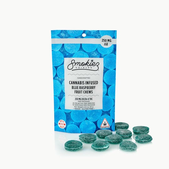 Smokiez Edibles - Blue Raspberry Fruit Chews- 250mg Delta-8 THC - ME - 1