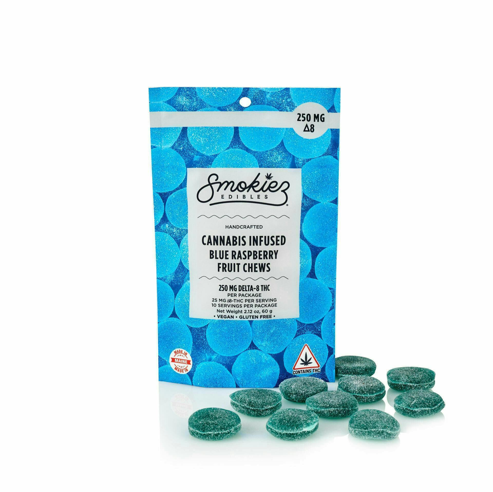 Smokiez Edibles - Blue Raspberry Delta-8 Fruit Chews | 250mg | 10ct | 25mg/ea - 1