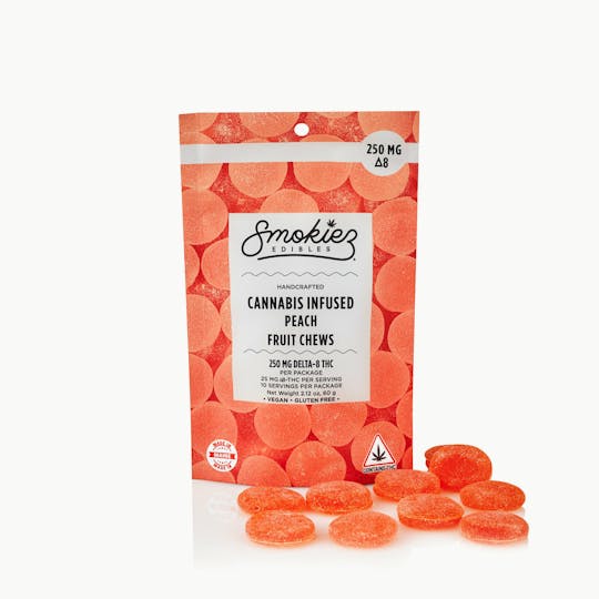 Smokiez Edibles - Peach Fruit Chews - 250mg Delta-8 THC - ME - 1