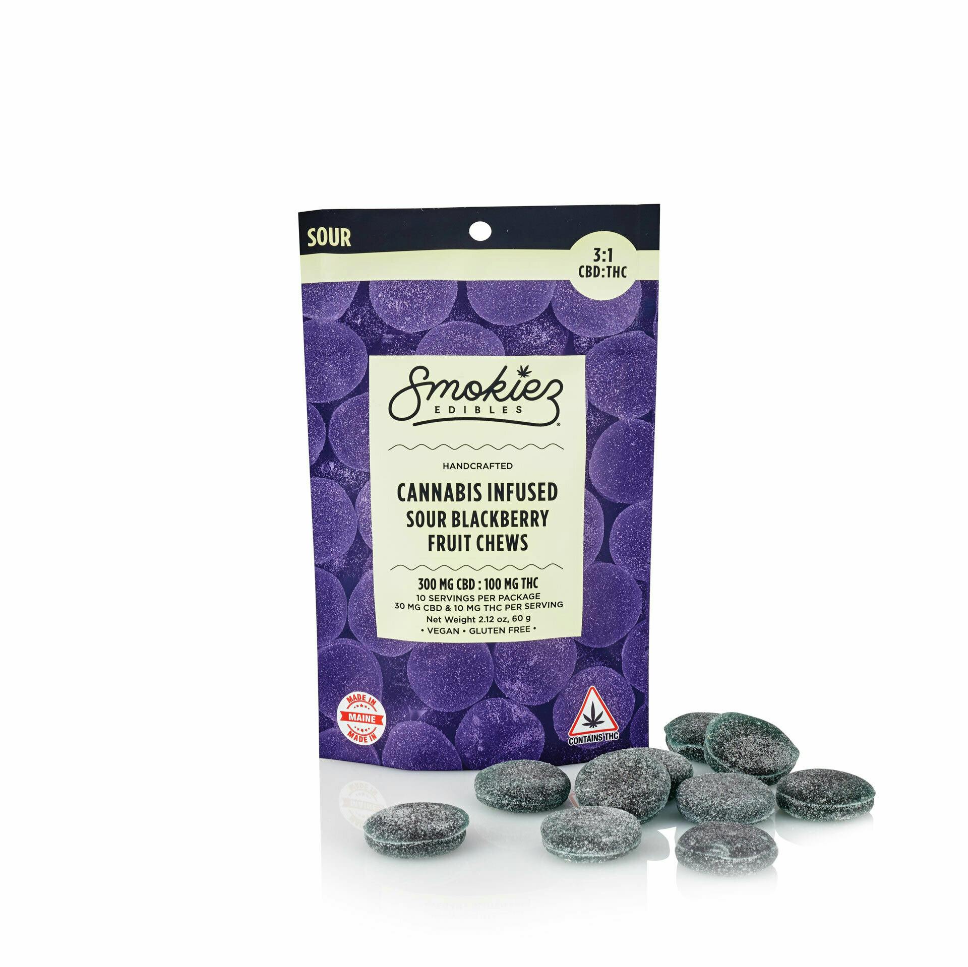Smokiez Edibles - 3:1 Sour Blackberry - 300mg CBD/100mg THC - ME - 1