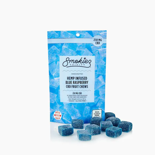 Smokiez Edibles - Blue Raspberry CBD Fruit Chews | 250mg | 10ct | 25mg/ea - 1