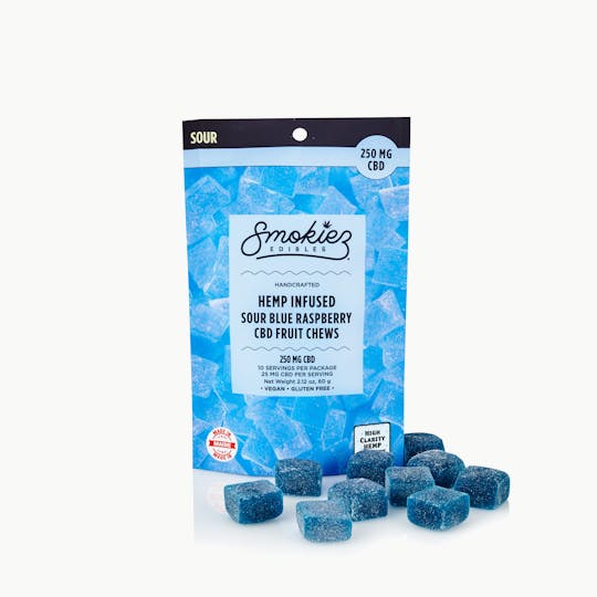 Smokiez Edibles - Sour Blue Raspberry Fruit Chews - 250 mg CBD - ME - 1