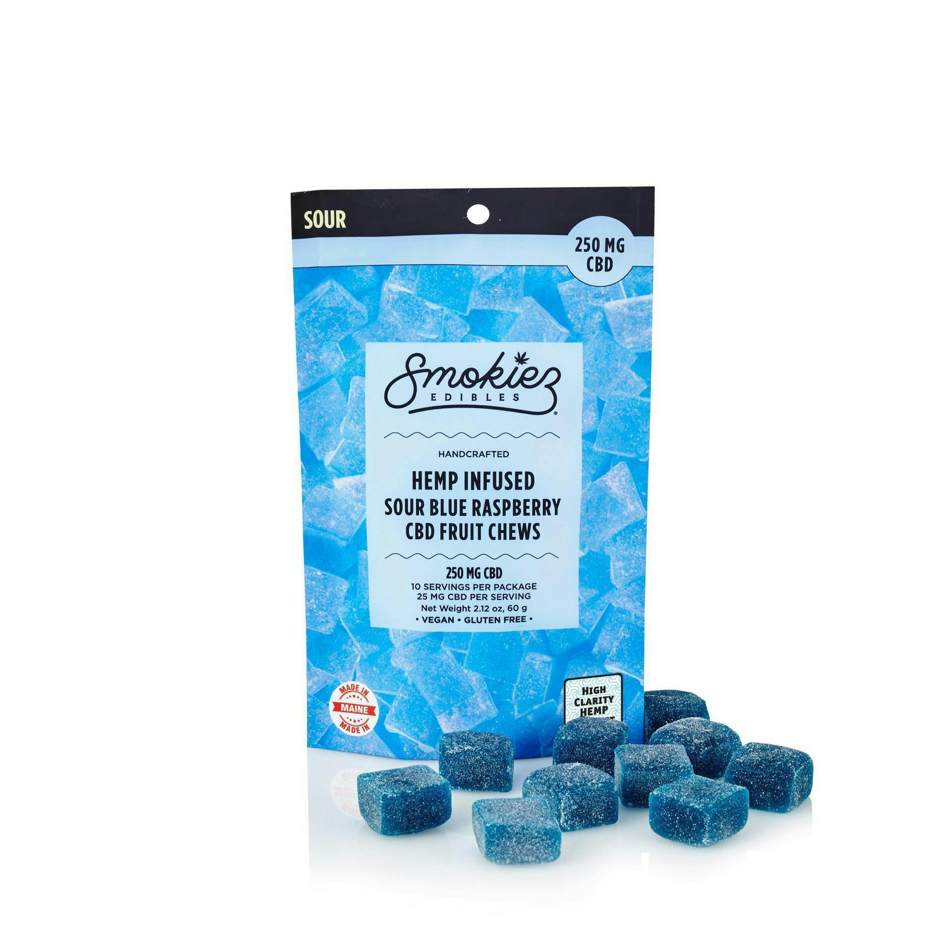 Smokiez Edibles - Sour Blue Raspberry CBD Fruit Chews | 250mg | 10ct | 25mg/ea - 1