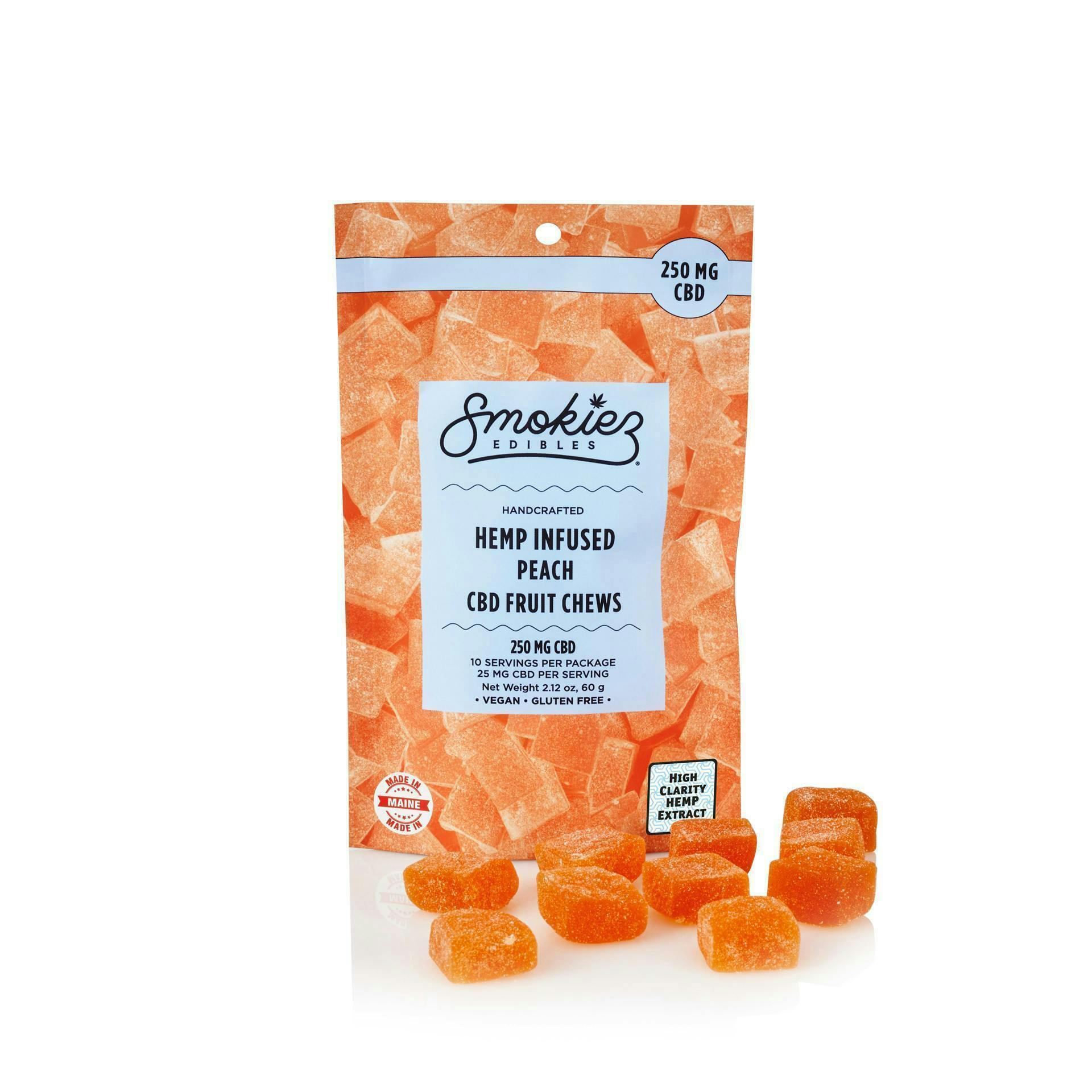 Smokiez Edibles - Peach CBD Fruit Chews | 250mg | 10ct | 25mg/ea - 1