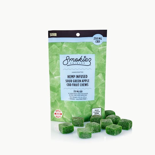 Smokiez Edibles - Sour Green Apple Fruit Chews - 250 mg CBD - ME - 1