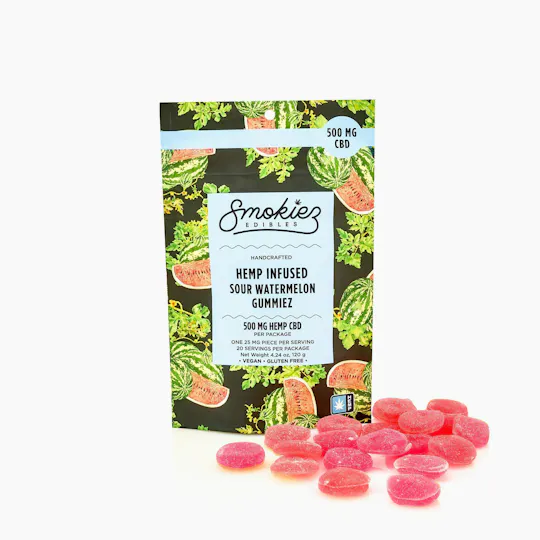 Smokiez Edibles - Sour Watermelon CBD Gummies | 500mg | 20ct | 25/ea - 1