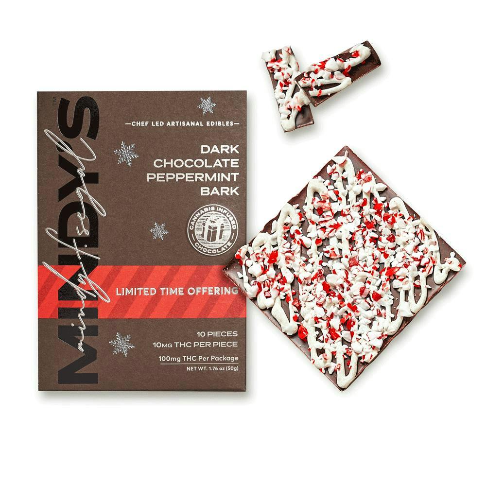 Mindy’s Edibles - Dark Chocolate Peppermint Bark | 100mg | 10ct | 10mg/ea - 1