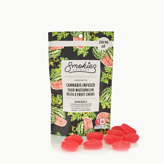 Smokiez Edibles - Sour Watermelon Fruit Chews, 250mg Delta-8 THC - 1