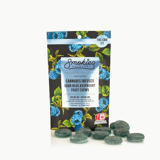 Smokiez Edibles - Sour Blue Raspberry THC:CBD1:1,100mg THC/100mg CBD - 1