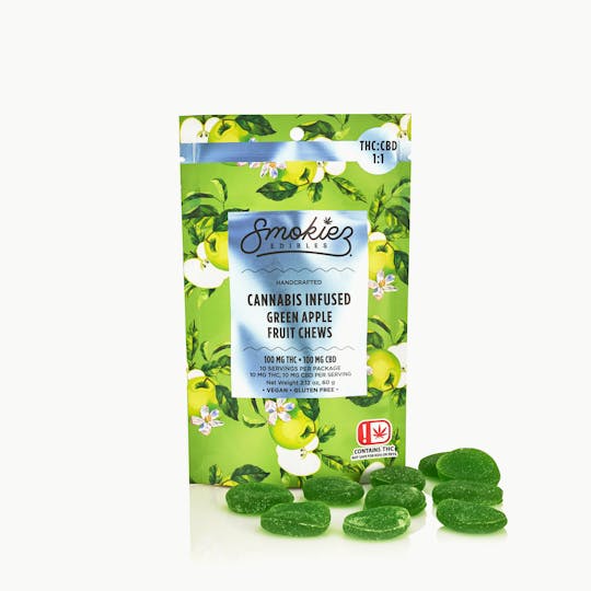Smokiez Edibles - Green Apple THC:CBD 1:1 , 100mg THC / 100 mg CBD - 1
