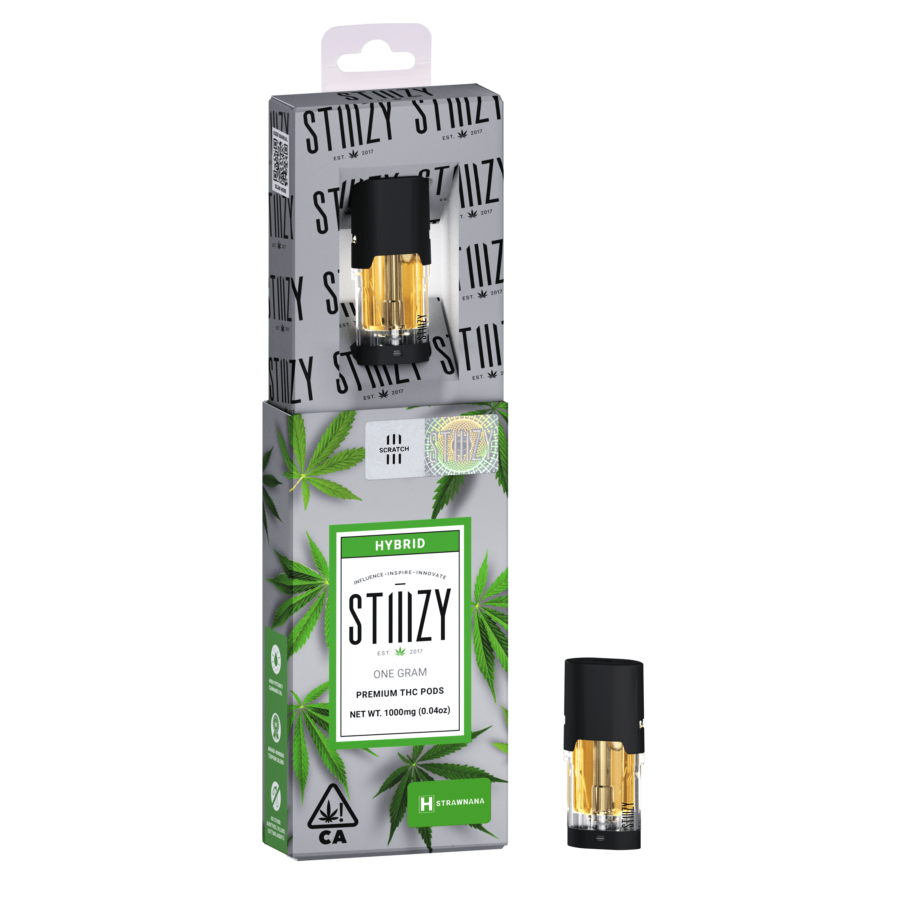STIIIZY - Vape Cartridge - STRAWNANA 1G Original THC Pod - STIIIZY - 1