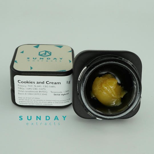 Sunday Extracts - 1g Concentrate Cookies and Cream - 1