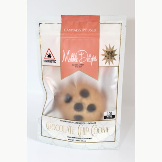 Medible Delights - Sugar Free , Gluten Free, Low Carb Chocolate Chip Cookie ( 100mg THC ) - 1