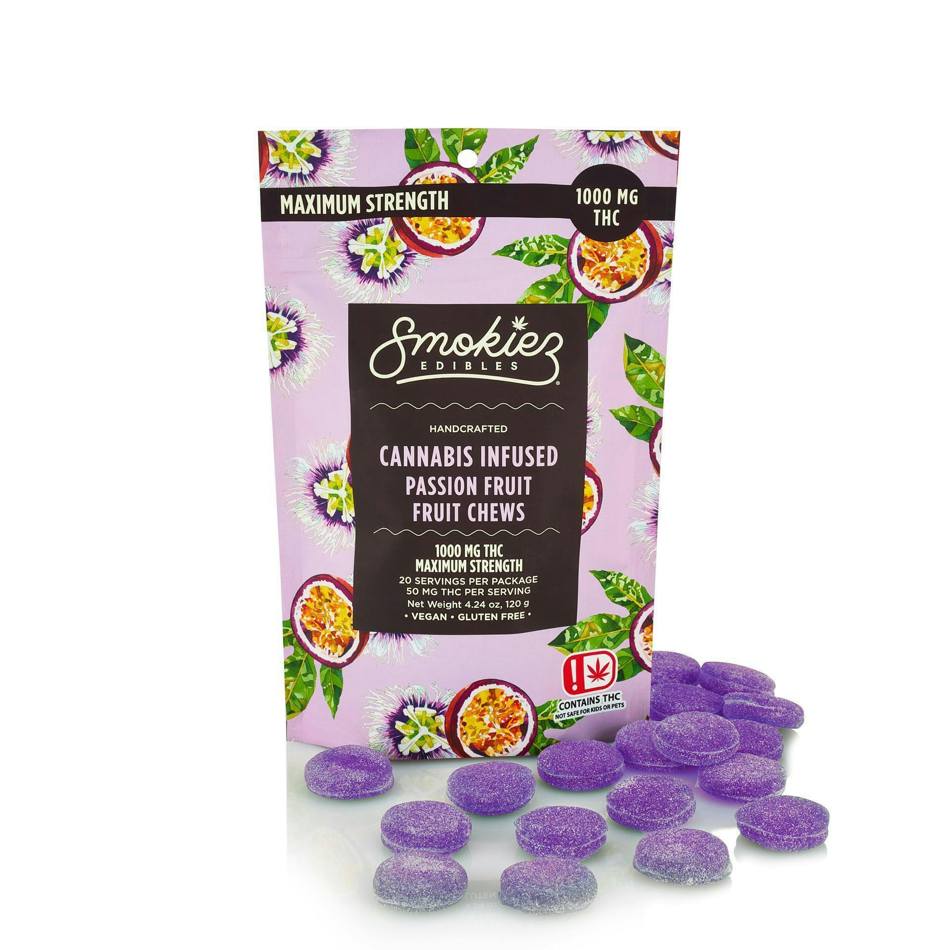 Smokiez Edibles - Passionfruit Fruit Chews | 1000mg | 20ct | 50mg/ea - 1