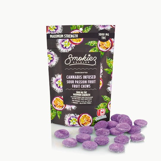 Smokiez Edibles - Sour Passionfruit 1000mg THC Fruit Chews - OK - 1