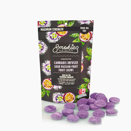 Smokiez Edibles - Sour Passionfruit Fruit Chews | 1000mg | 20ct | 50mg/ea - 1