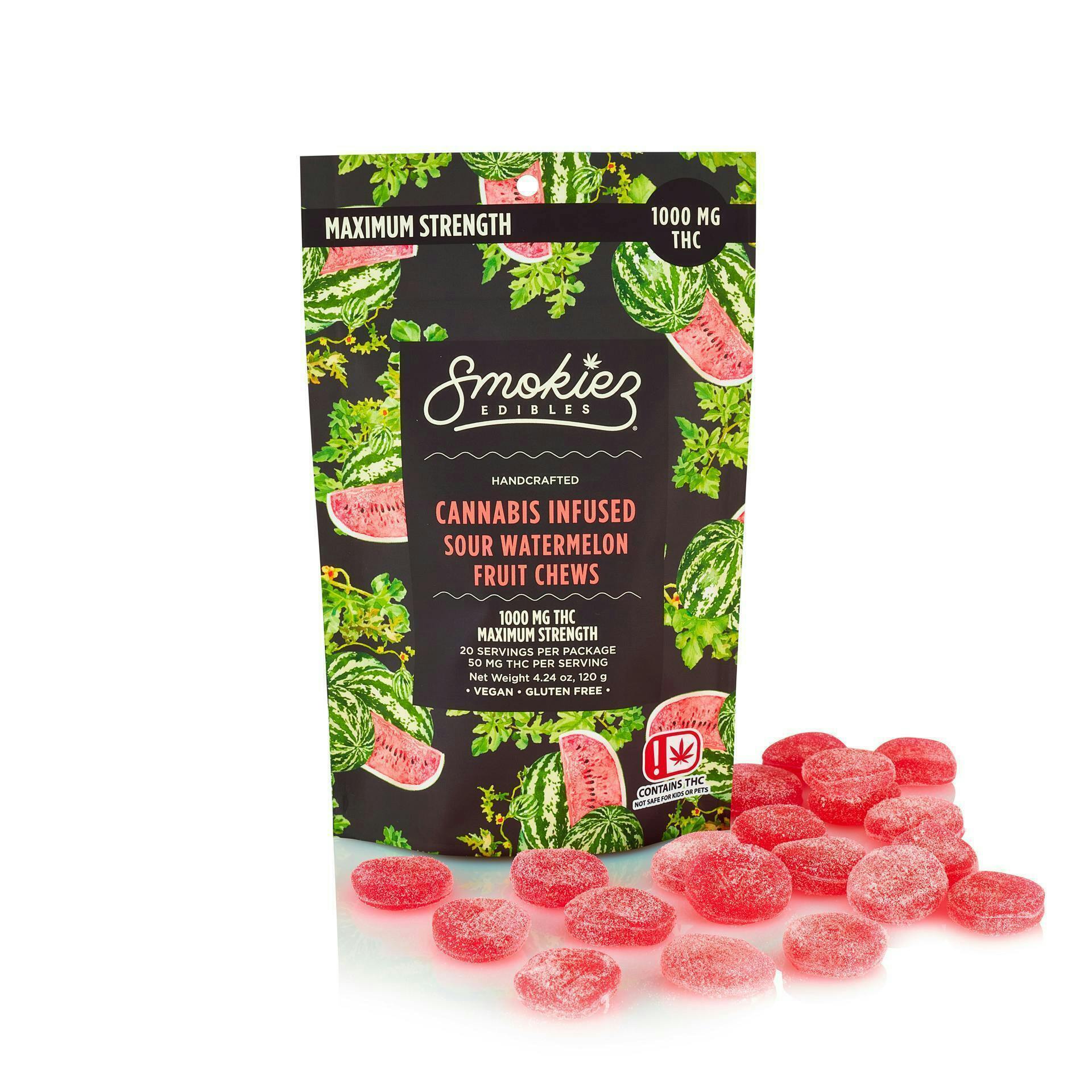 Smokiez Edibles - Sour Watermelon Fruit Chews | 1000mg | 20ct | 50mg/ea - 1