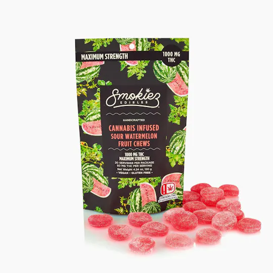 Smokiez Edibles - Sour Watermelon Fruit Chews | 1000mg | 20ct | 50mg/ea - 1