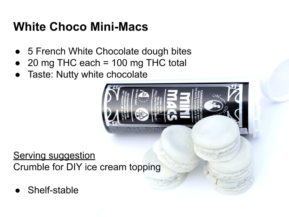Madame Munchie - White Chocolate Macaron Cookie Bite MINI MACS Cookies 100mg 5 Pack - 1