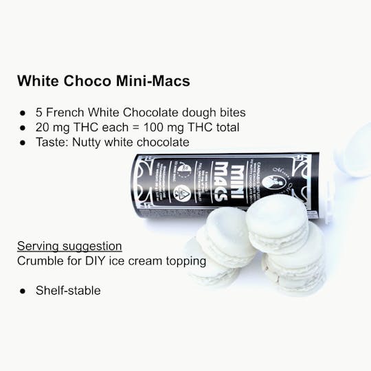 Madame Munchie - White Chocolate Macaron Cookie Bite MINI MACS Cookies 100mg 5 Pack - 1