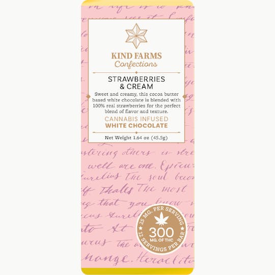 Kind Farms Reserve - White Strawberries & Cream Bar 300mg THC - Kind Farms Confections - 1