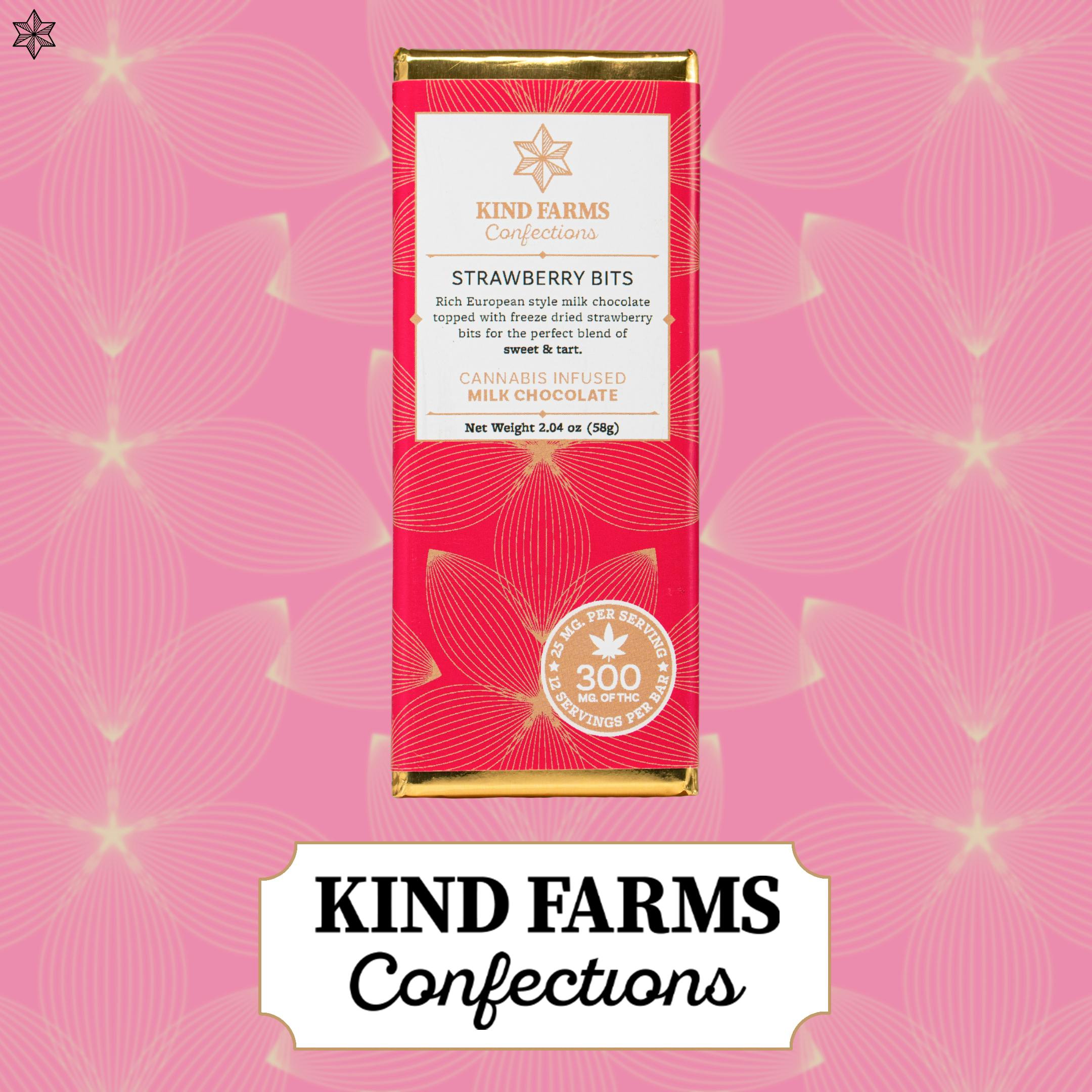 Kind Farms Reserve - Milk Strawberry Bits Bars 300mg THC - Kind Farms Confections - 1