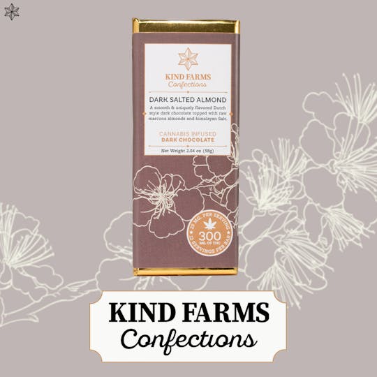 Kind Farms Reserve - Dark Salted Almond Bar 300mg THC - Kind Farms Confections - 1