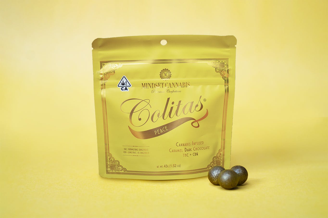 Mindset Organics Inc. - Peace Colitas - THC + CBN - Caramel Dark Chocolate - 1