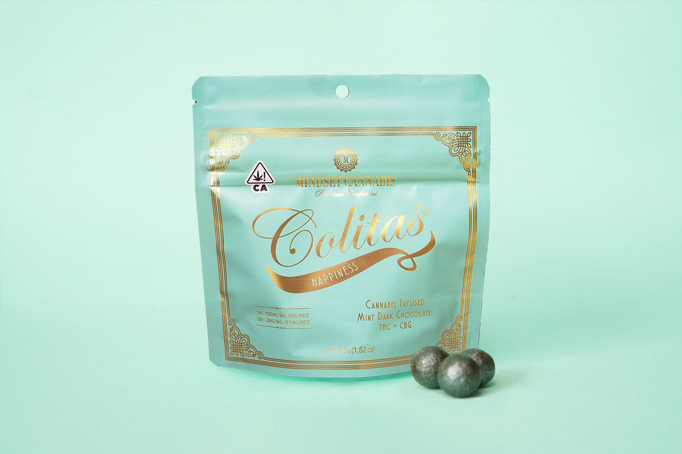 Mindset Organics Inc. - Happiness Colitas - THC + CBG - Mint Dark Chocolate - 1