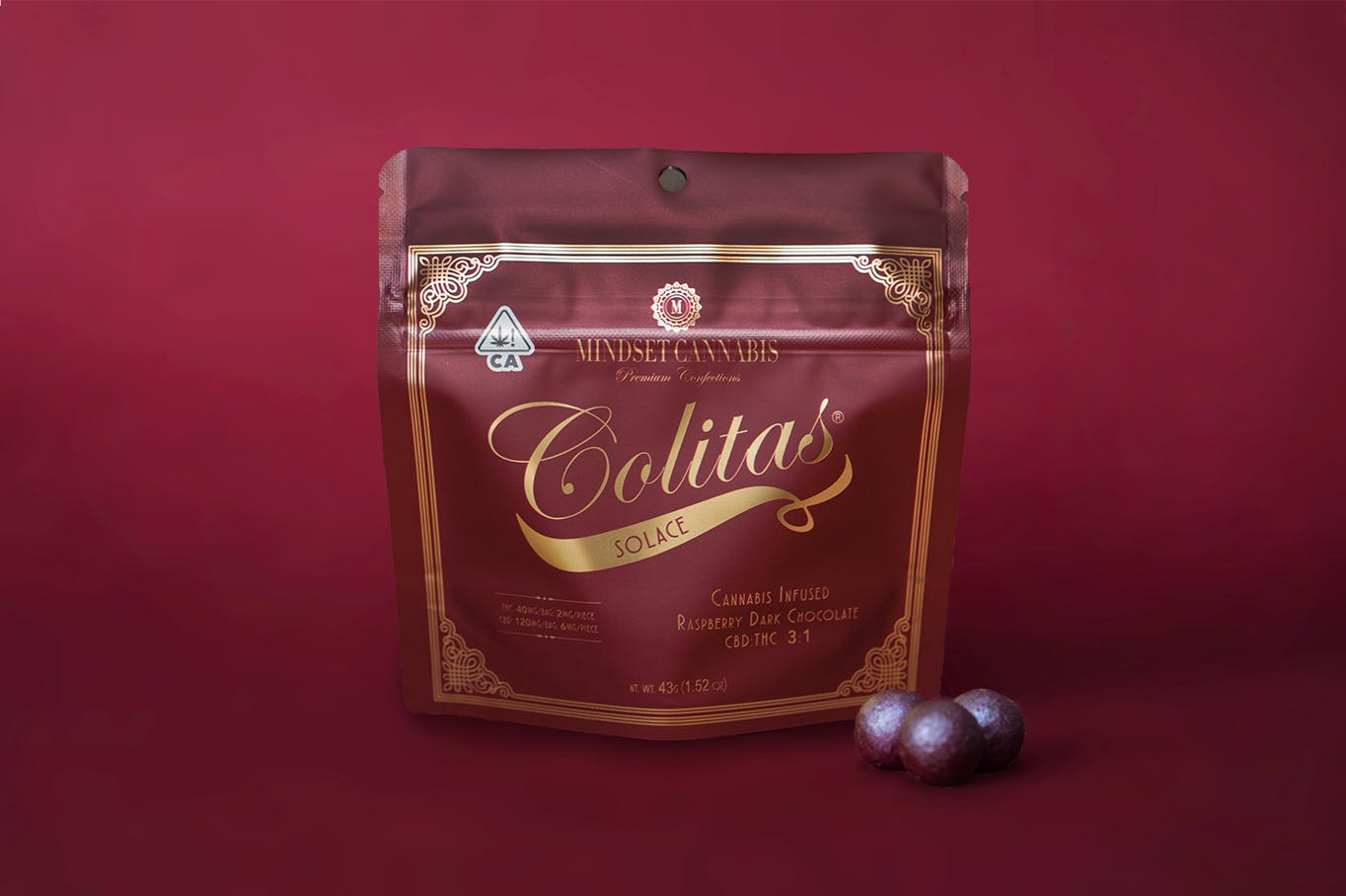 Mindset Organics Inc. - Solace Colitas - CBD:THC. 3:1 - Raspberry Dark Chocolate - 1