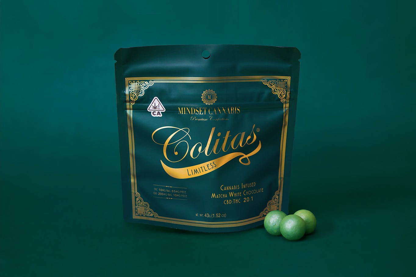 Mindset Organics Inc. - Limitless Colitas - CBD: THC 20:1 - Matcha White Chocolate - 1