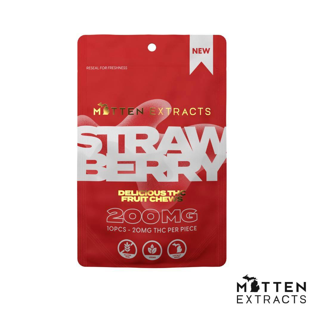 Mitten Extracts - Mitten Extracts | Fruit Chews | Strawberry | Gummies | 200mg | 10pk - 1
