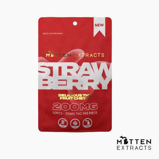 Mitten Extracts - Mitten Extracts | Fruit Chews | Strawberry | Gummies | 200mg | 10pk - 1