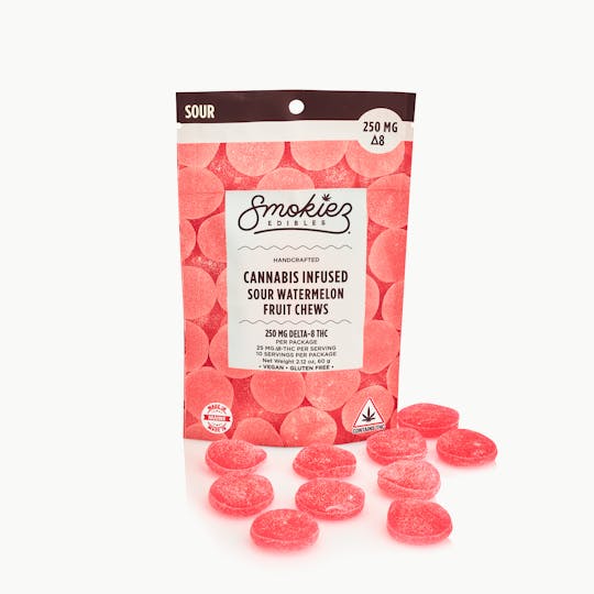 Smokiez Edibles - Sour Watermelon Fruit Chews- 250mg Delta-8 THC - ME - 1